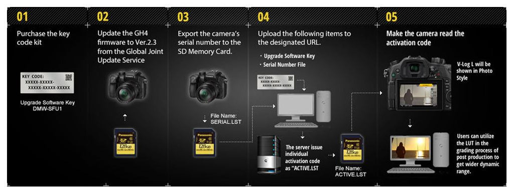 Panasonic DMW-SFU1GU V-Log Córdigo de Actualización para GH4/GH5/G9/FZ000