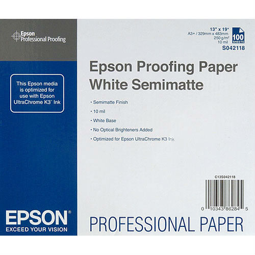 Epson S042118 Proofing Paper White Semimatte A3+ 100 Blatt