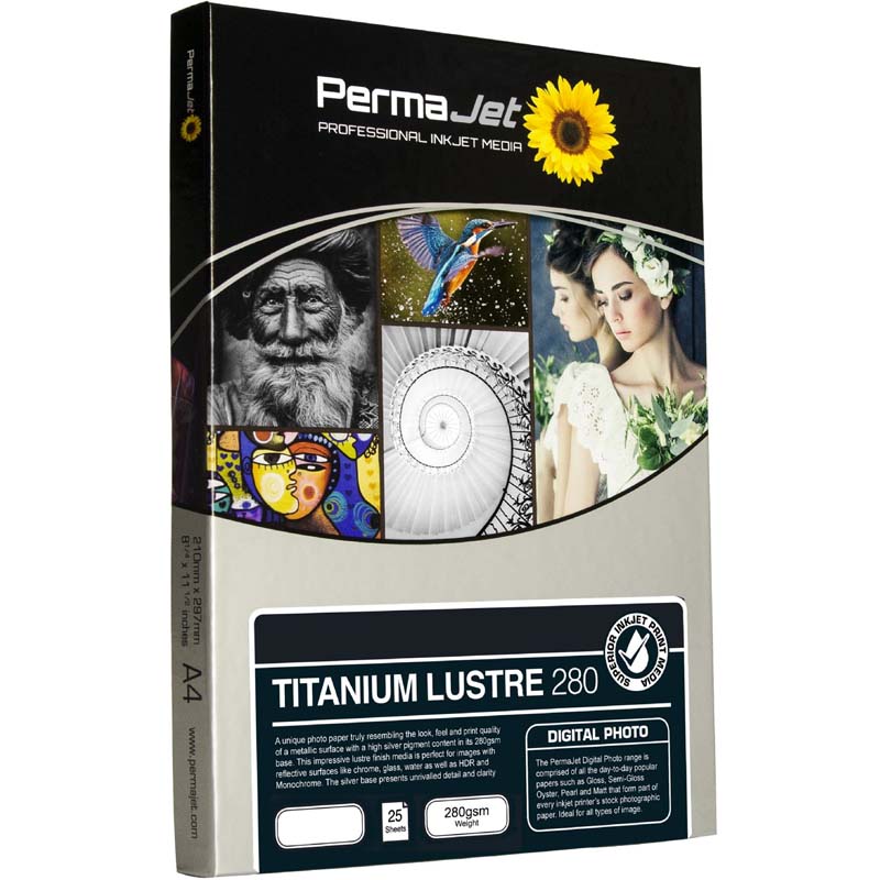 PermaJet PJ25012 Titanio Lustre Metálico 280gsm A4 25 Hojas