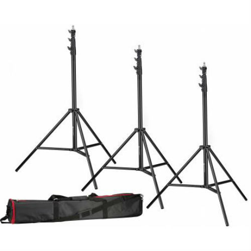 Bresser 3x BR-TP240 Pro Soporte de luz 240cm + bolsa