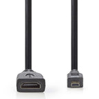 Nedis Cable Extensor HDMI de Alta Velocidad con Ethernet HDMI Micro Macho - HDMI Hembra 0.2m Negro