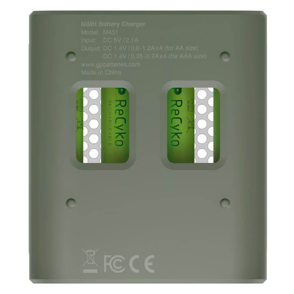 GP Chargeur de batterie USB M451 + 4x piles ReCyko AA 960mAh
