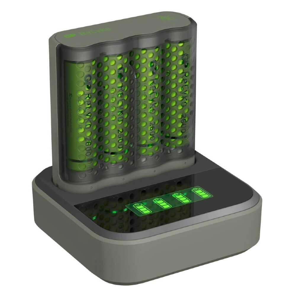 GP M451 USB-Ladegerät + 4x ReCyko AA 2600mAh-Akkus + Dockingstation