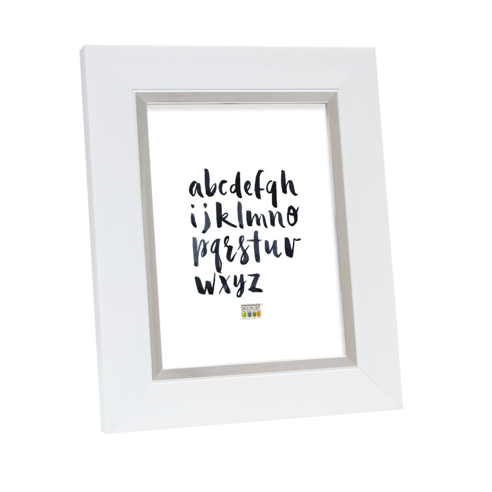 Deknudt Fotolijst in wit met zilverbies 15x15 S41NK1