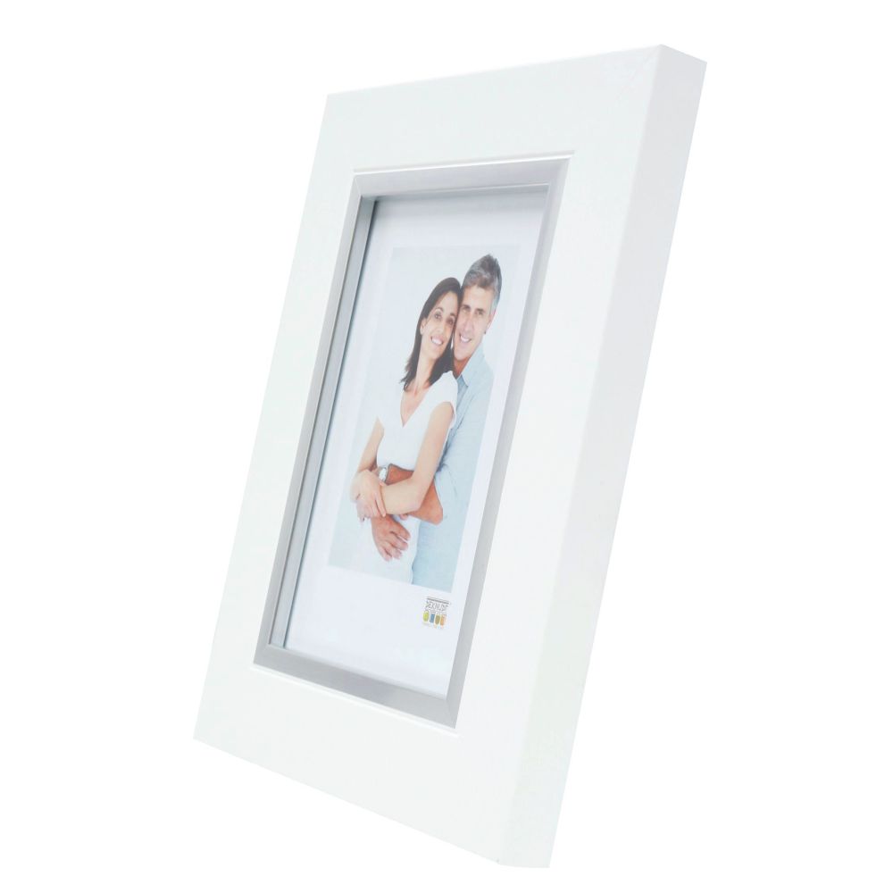 Deknudt Fotolijst in wit met zilverbies 15x15 S41NK1