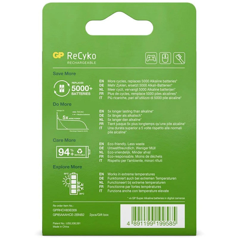GP AAA ReCyko Rechargeable 850mAh