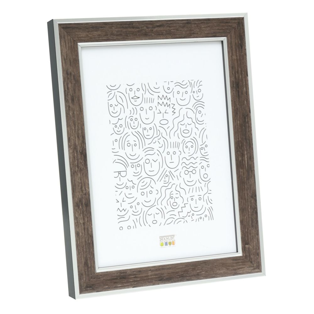 Deknudt Marco de fotos de madera en color madera marrón oscuro con adornos plateados 15x20 S40JE3