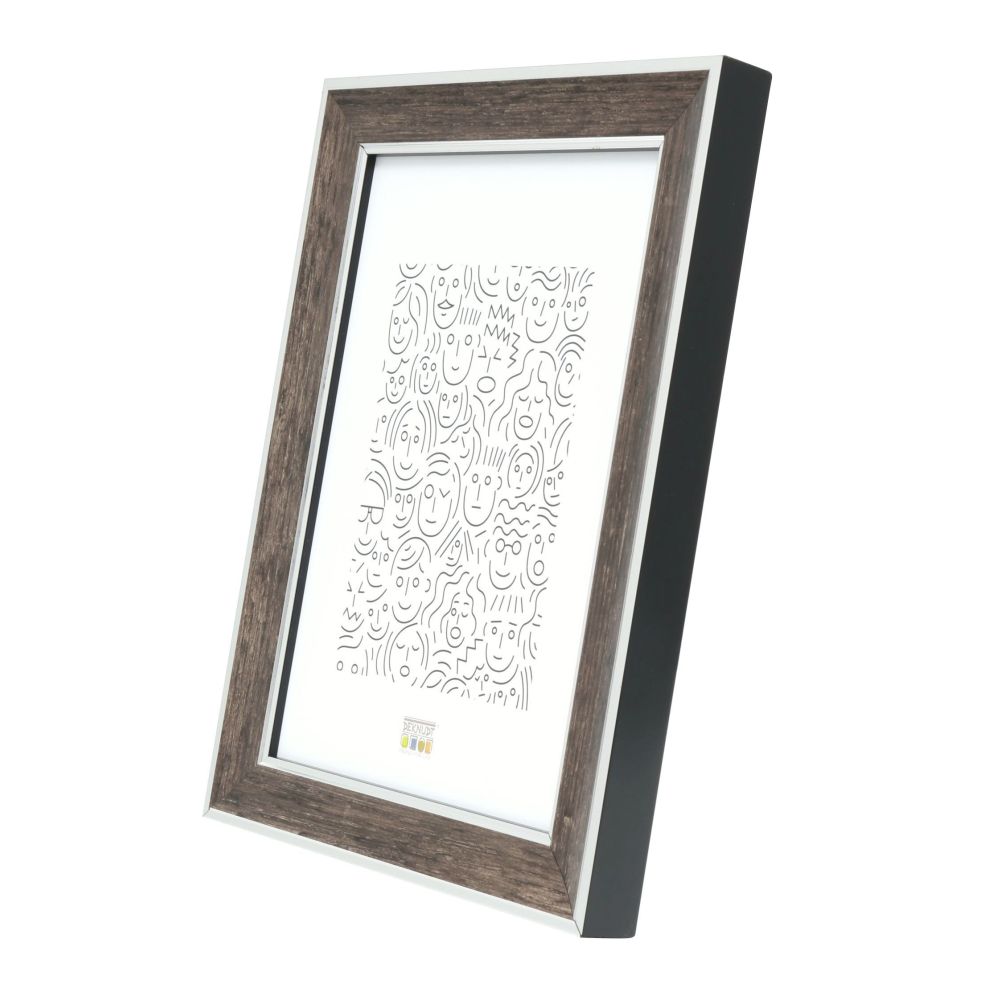 Deknudt Marco de fotos de madera en color madera marrón oscuro con adornos plateados 20x30 S40JE3