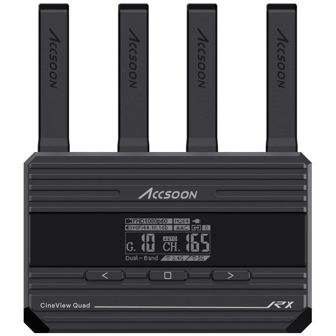 The Accsoon CineView Quad Receptor is a professional wireless HDMI Dual-Band 2.4GHz y 5GHz receptor, ideal para anyone who wants a reliable connection between cámara y HDMI monitor, smartphone, tablet, PC or Mac.