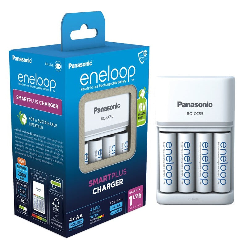 Panasonic Eneloop Cargador CC55 + 4x AA 2000mAh