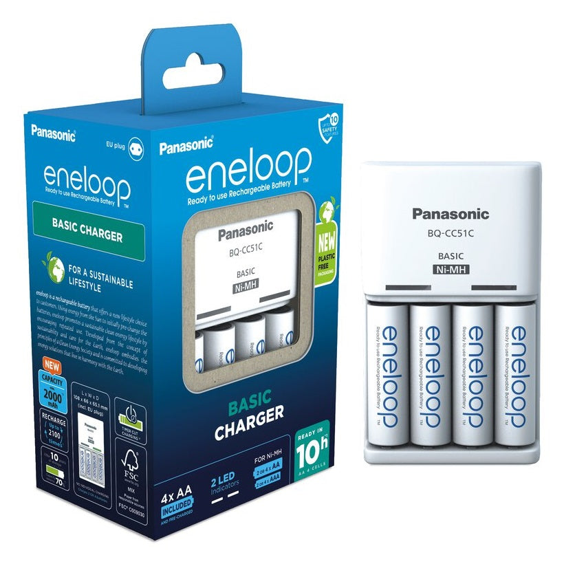 Panasonic Eneloop Cargador CC51 + 4x AA 2000mAh
