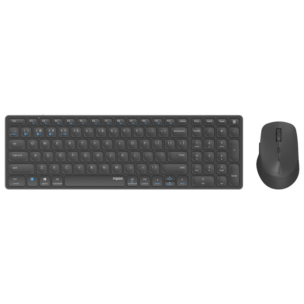 Rapoo 9700M Inalámbrico multimodo Blade Combo Juego Compacto, QWERTY US - Gris oscuro