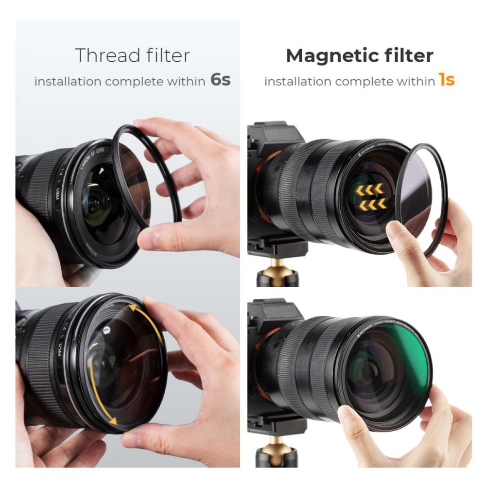 K&F Concept Magnetic 1/4 Black Mist Nano-X filter incl adapterring en lensdop 62mm