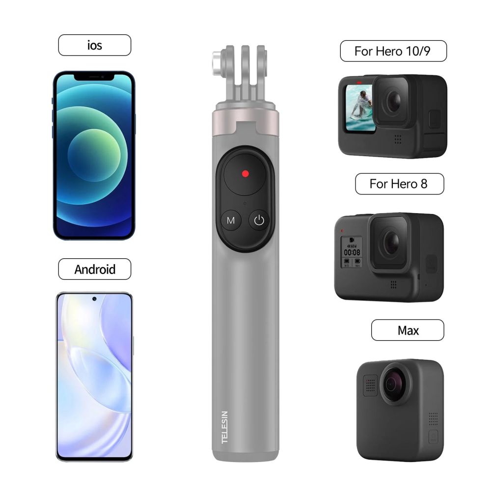 Telesin Vlog-selfie stick voor GoPro met Bluetooth remote en telefoonhouder
