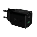 Celly Negro Label Cargador de pared USB-C + puerto USB, 20W