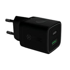 Celly Negro Label Cargador de pared USB-C + puerto USB, 20W