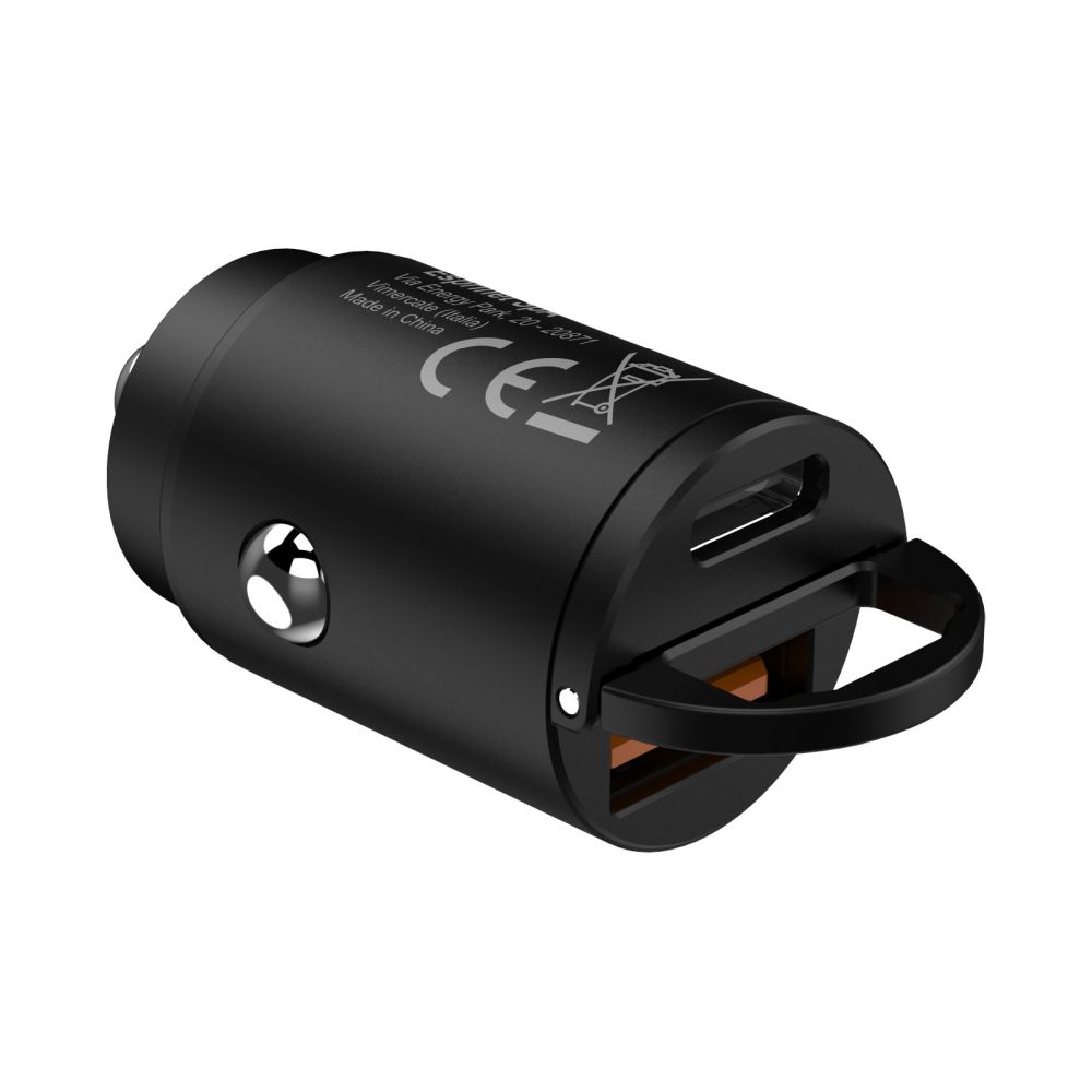 Celly Negro Label Cargador de coche USB-C + puerto USB, 30W