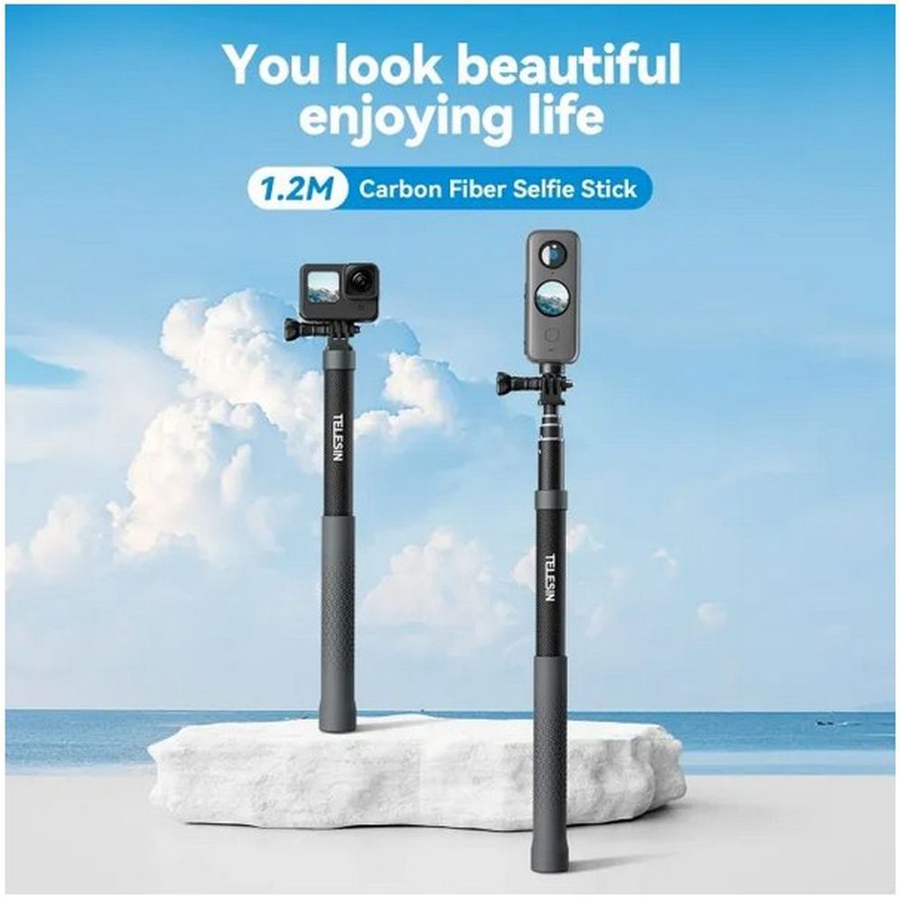 Telesin Premium Perche à Selfie carbone (120 cm)