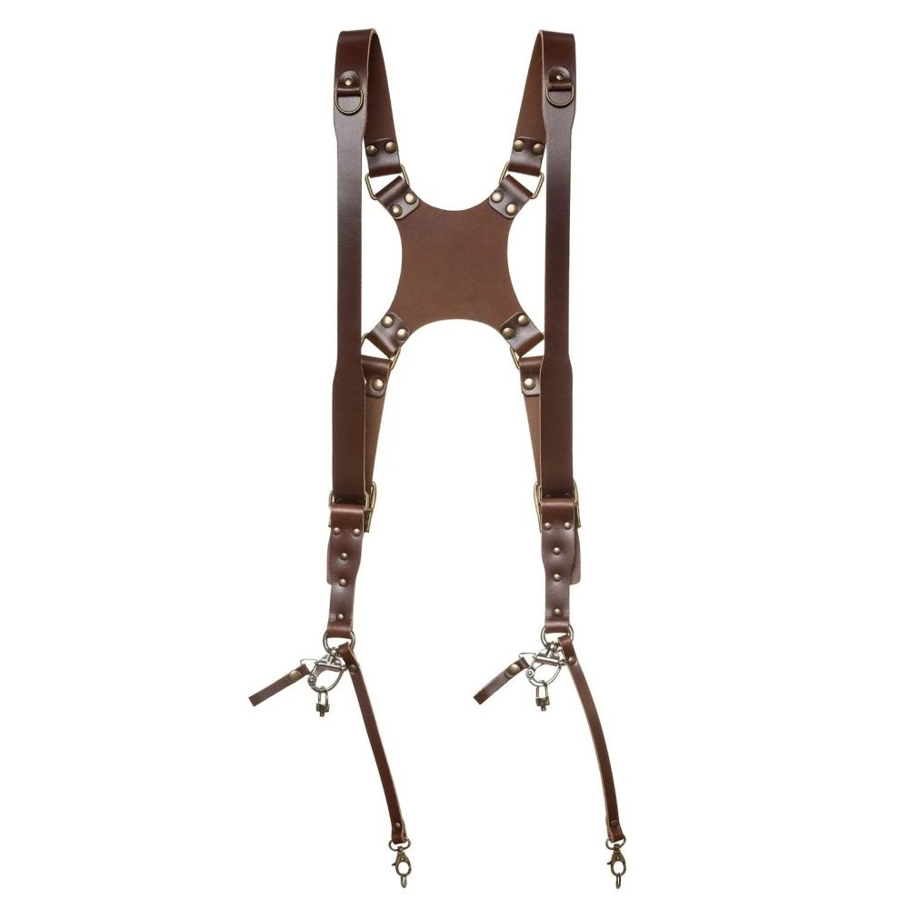 The Hantler Dual camera harness Brandy / Old silver, Regular