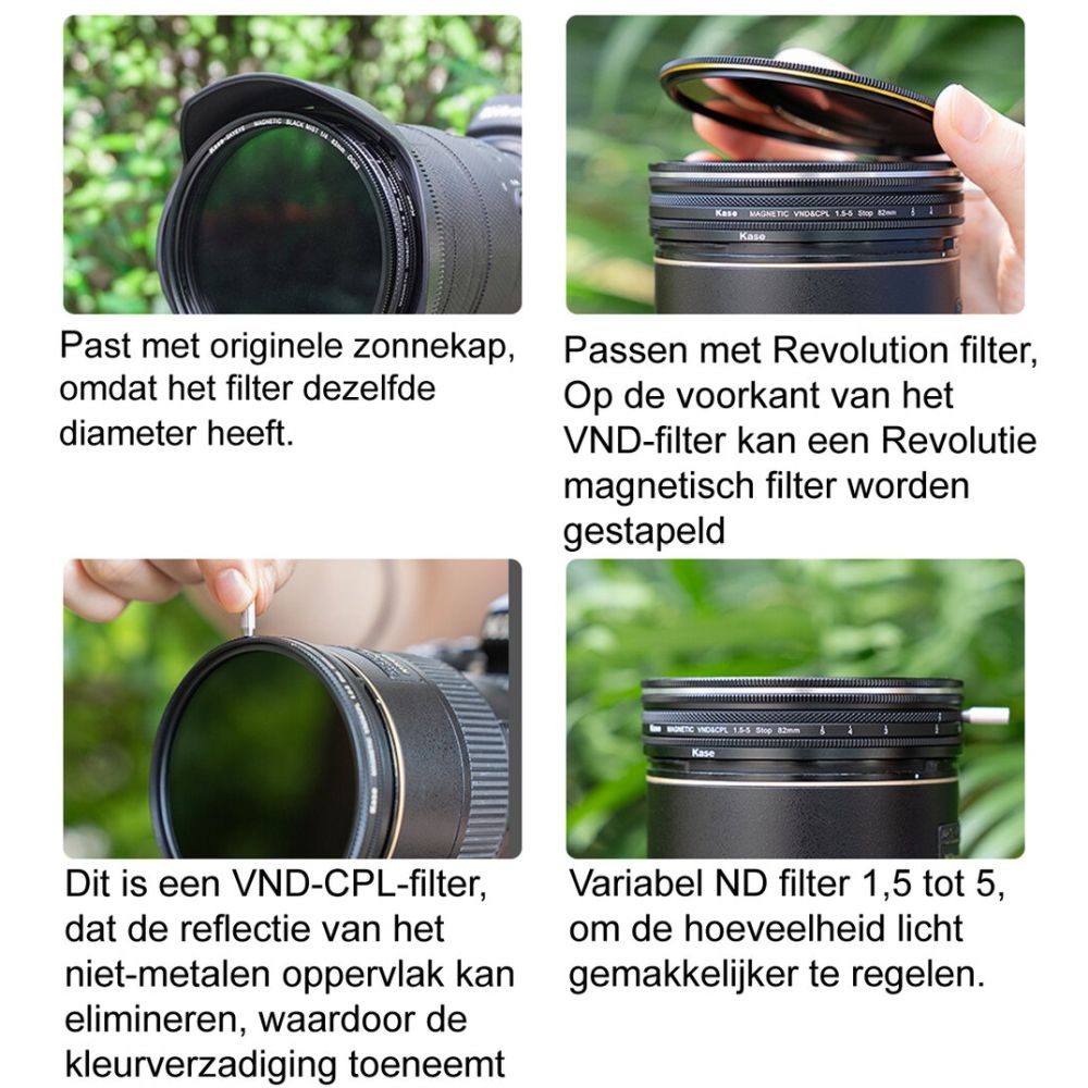 Kase VND-CPL Kit vidéo avec brume noire 77mm