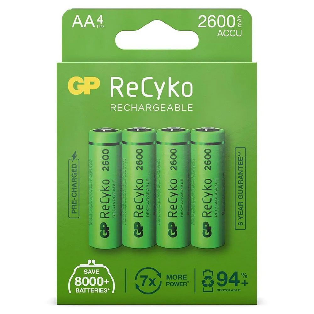 GP NiMH ReCyko AA 2600mAh 1,2V oplaadbaar, 4 stuks