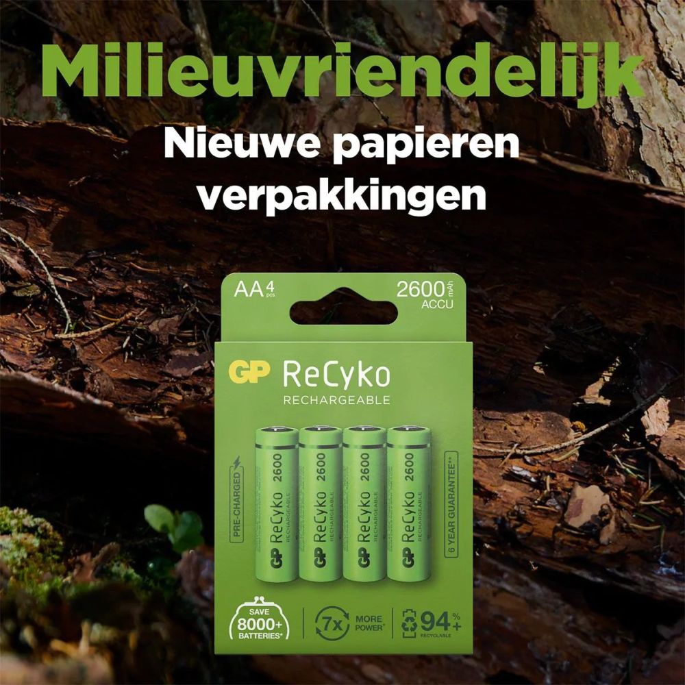 GP NiMH ReCyko AA 2600mAh 1,2V oplaadbaar, 4 stuks