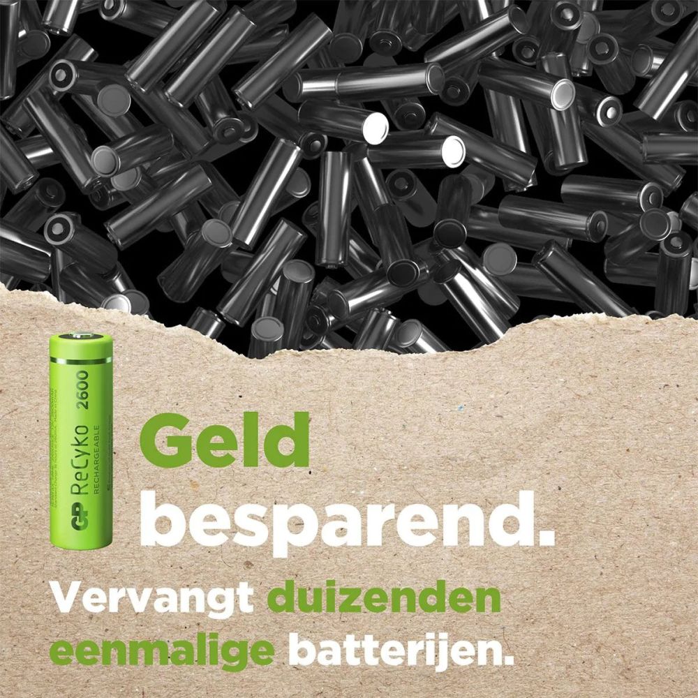 GP NiMH ReCyko AA 2600mAh 1,2V oplaadbaar, 4 stuks