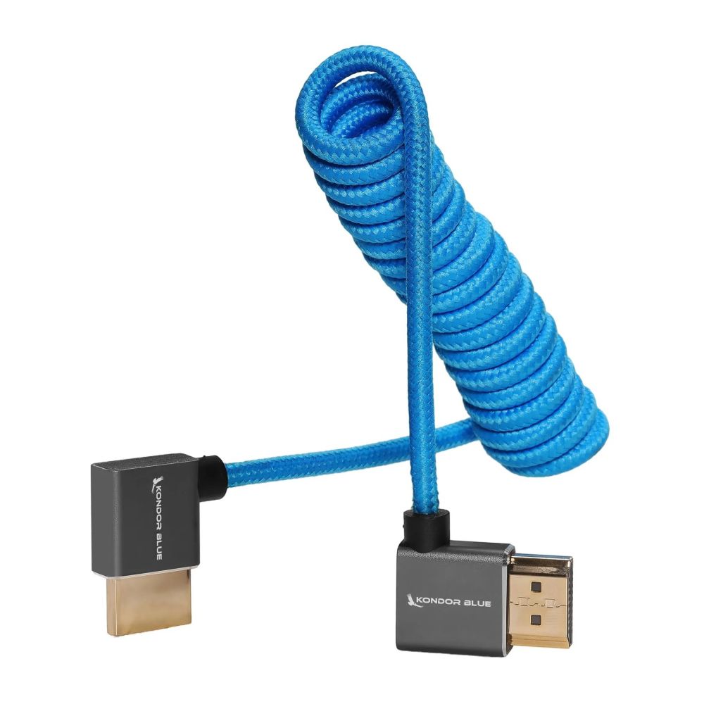 Kondor Blue Angled Full HDMI Câble pour On-Appareil Photo Monitors 12"-24" (Câble HDMI Coudé pour Moniteurs de Caméra)