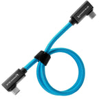 Kondor Blue USB C to USB C cable for SSD recording & charging - 8K (2x angled) (20")