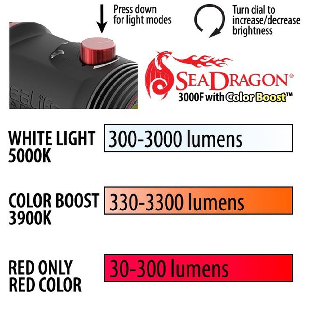 Sealife Sea Dragon 3000F Kit de Luz LED COB para Foto-Vídeo (incluye empuñadura, bandeja individual y estuche)