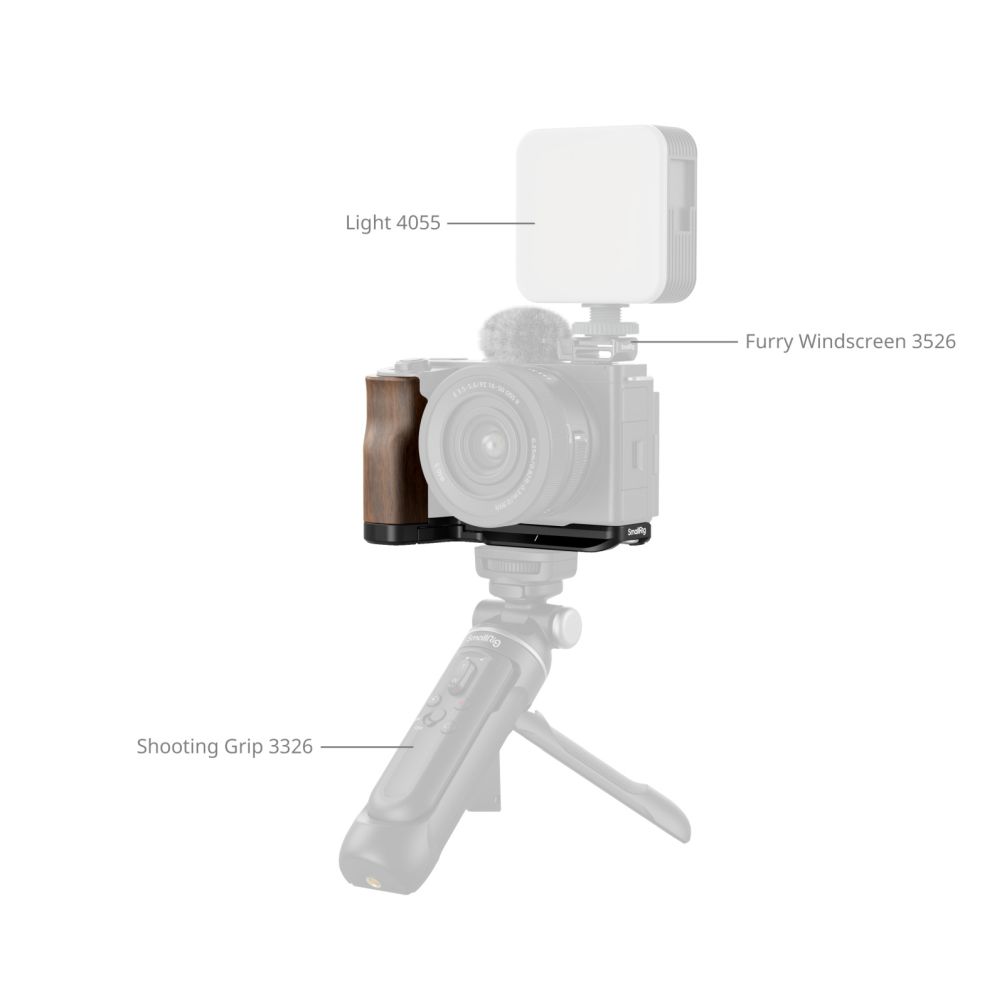 SmallRig Placa de montaje en L con asa de madera para Sony ZV-E10 II 4864