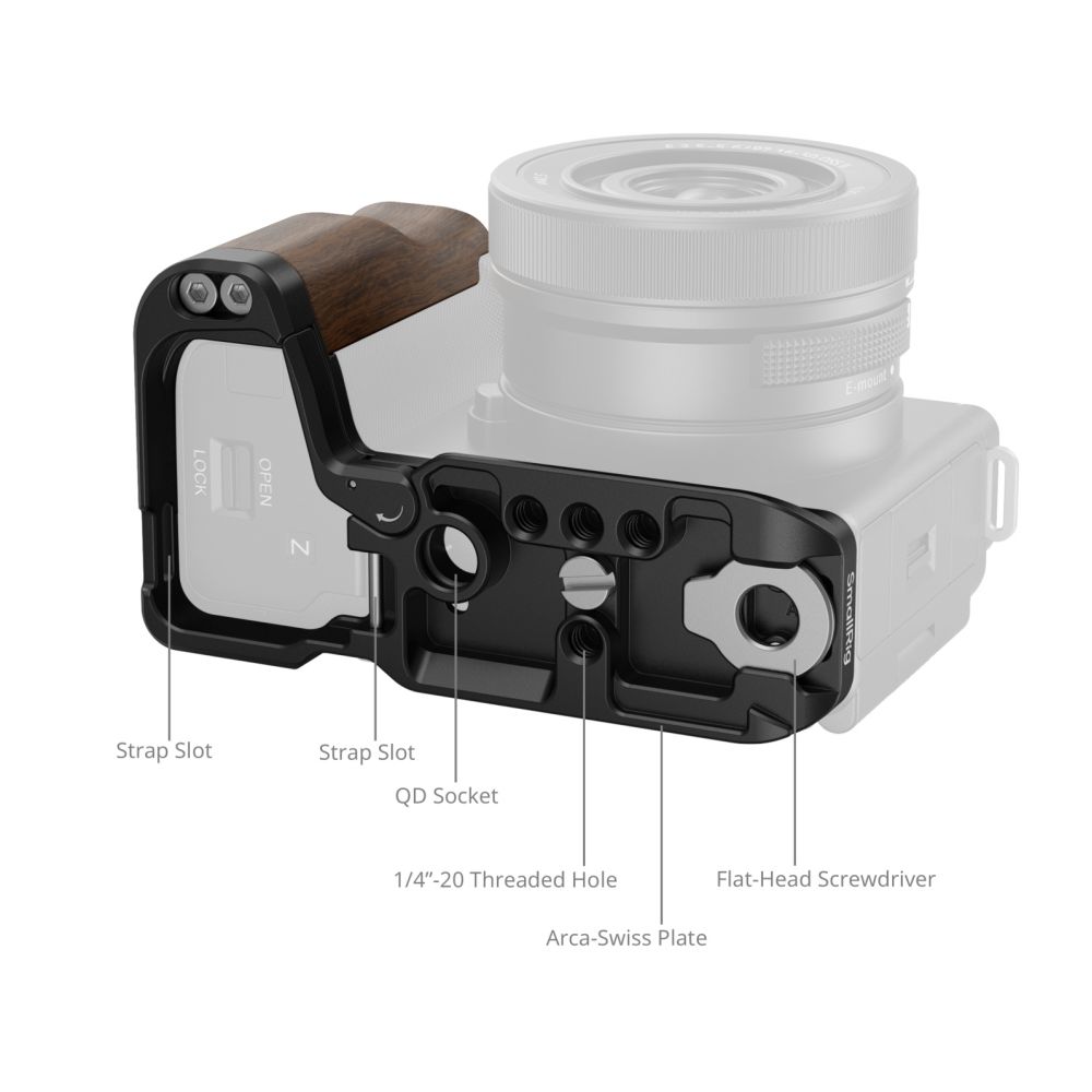 SmallRig Placa de montaje en L con asa de madera para Sony ZV-E10 II 4864