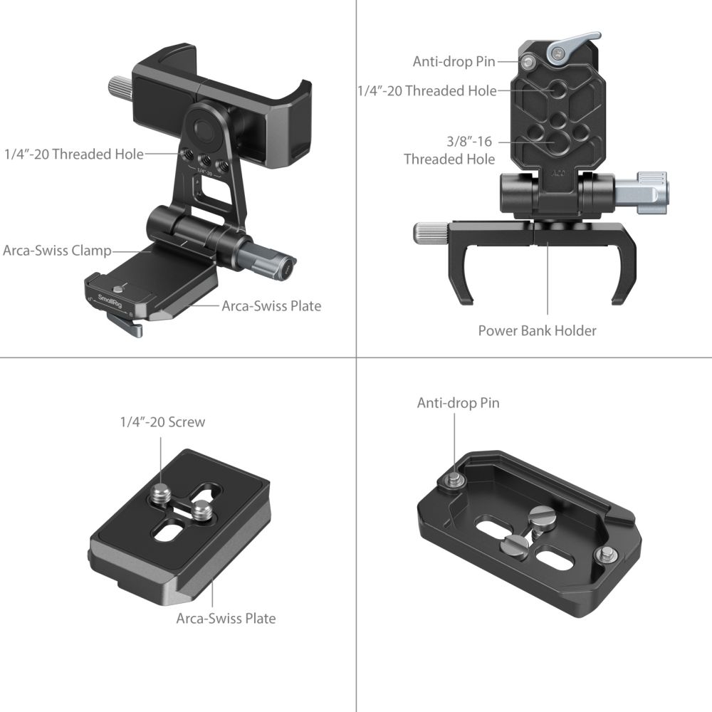 SmallRig Power Banks Mount Plate Kit voor Mirrorless Cameras 4695