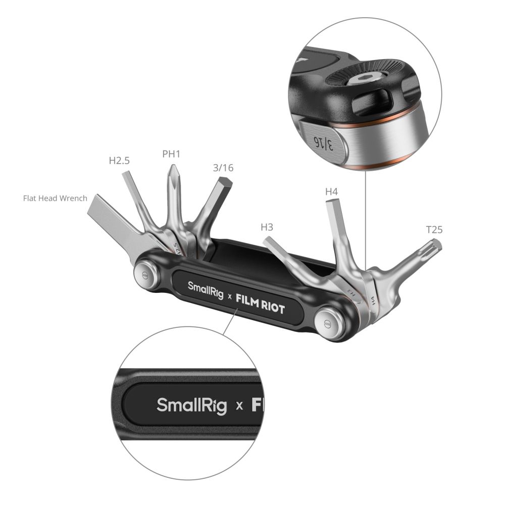 SmallRig x FILM RIOT 7-in-1 Folding Wrench Set met Multiple Angle Positioning (Black) 4374
