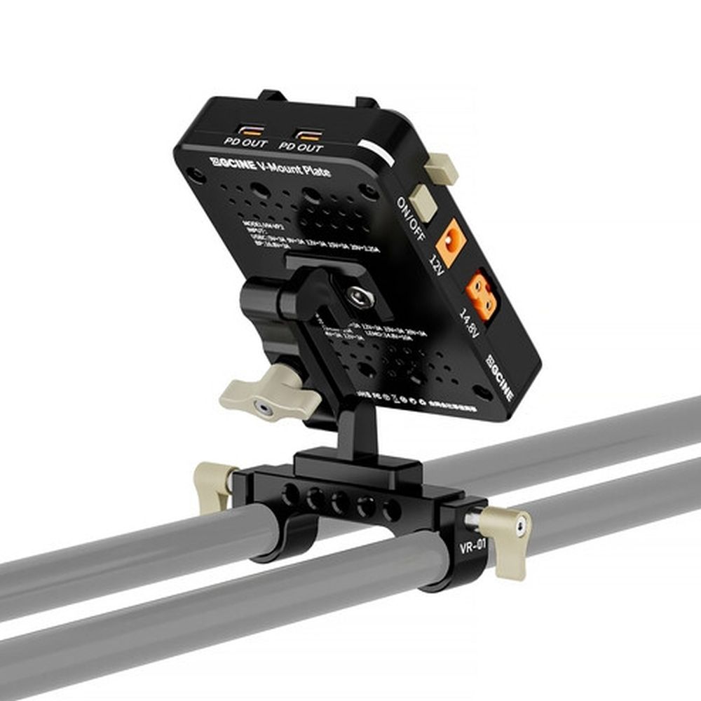 ZGCINE kippbare V-Mount Platte / Ladegerät auf 15mm Stabhalterung