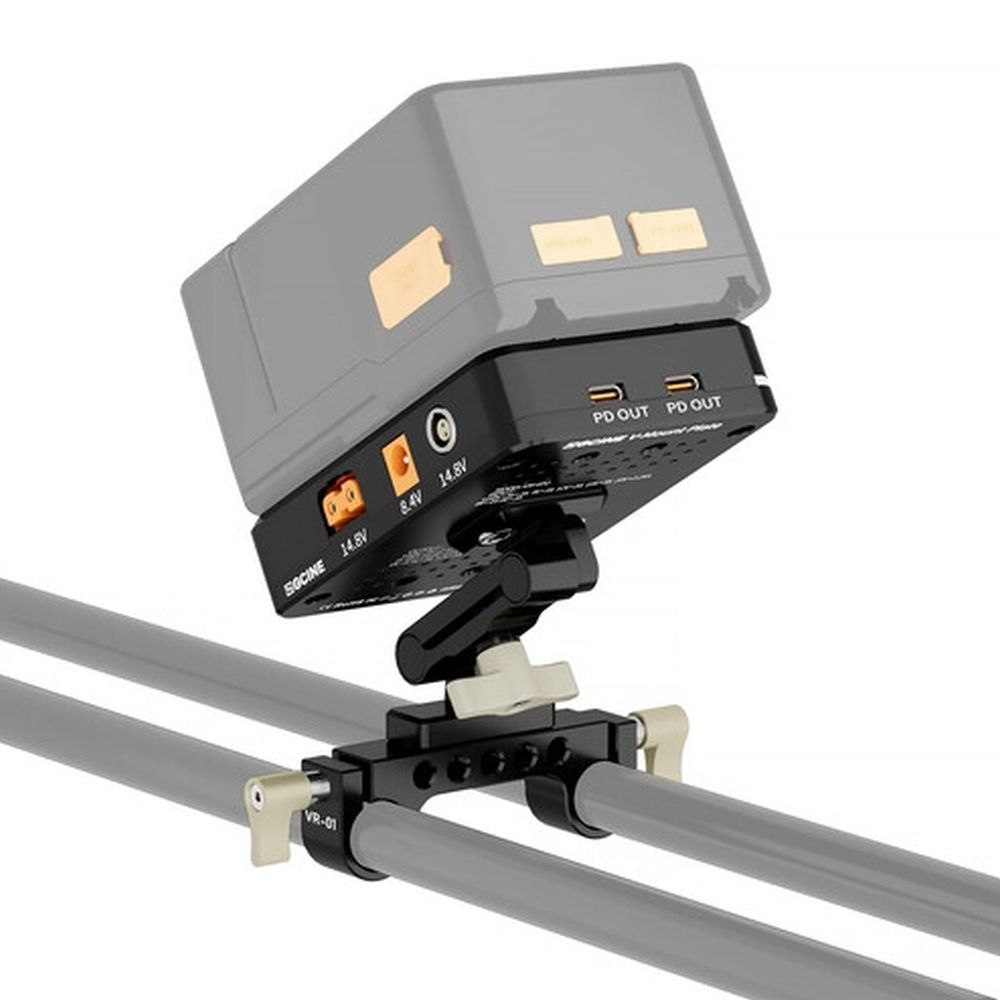 ZGCINE kippbare V-Mount Platte / Ladegerät auf 15mm Stabhalterung