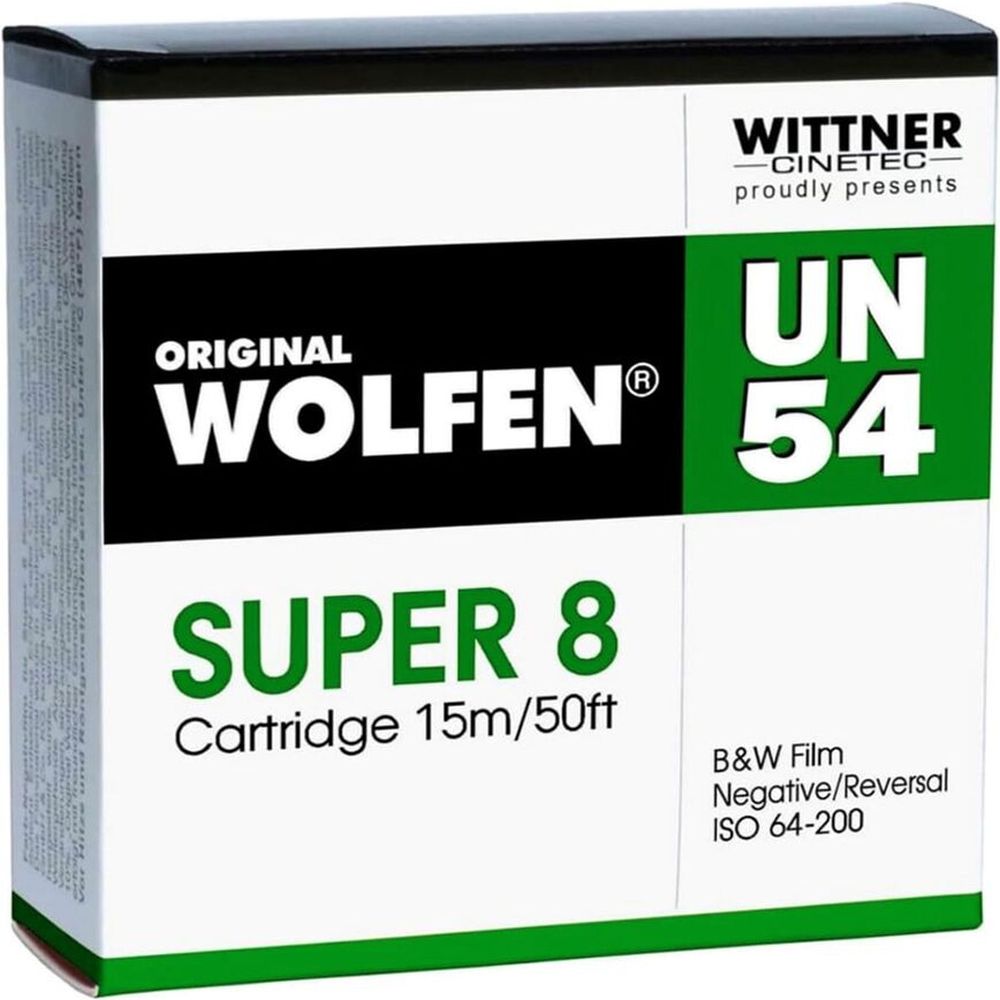 WOLFEN UN54 B+W Película Neg.Super 8, 15 m ISO 64-200