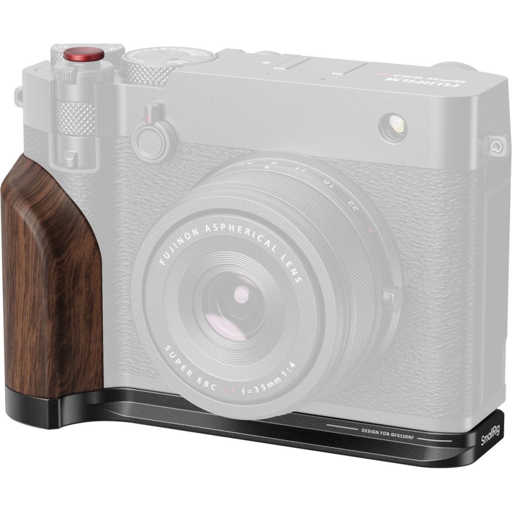 SmallRig 5266 Placa de montaje en forma de L con asa de madera para Fujifilm GFX 100RF (negro)