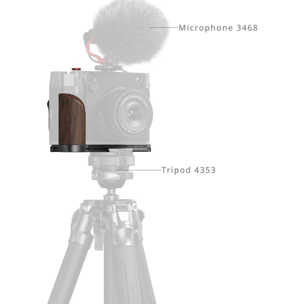 SmallRig 5266 Placa de montaje en forma de L con asa de madera para Fujifilm GFX 100RF (negro)