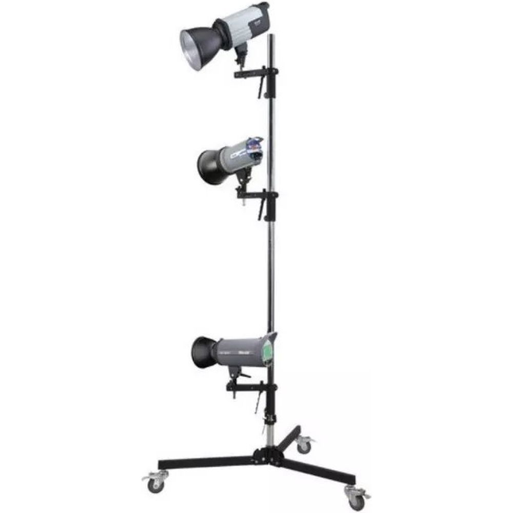 Bresser Pinza de columna + espiga para soporte de lámpara D-20 Multi 220cm + ruedas