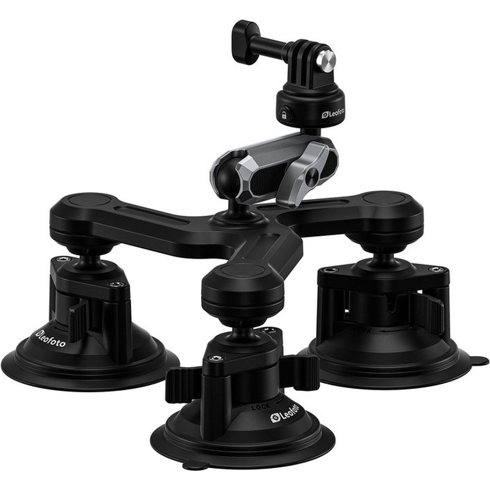 Leofoto LAC-05 Soporte de 3 ventosas para cámara de acción