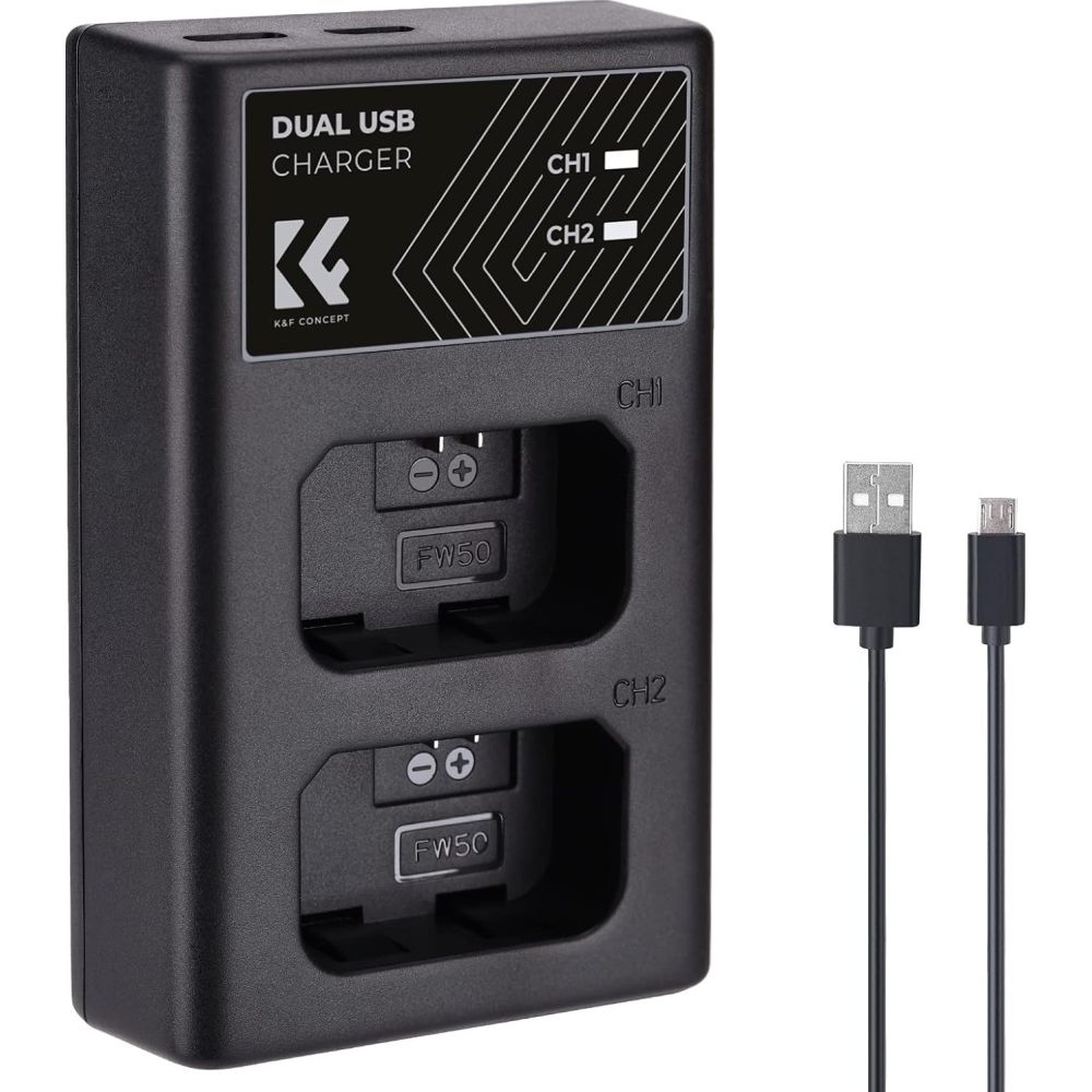 K&F Concept NP-FW50 Dual Battery Charger USB-C