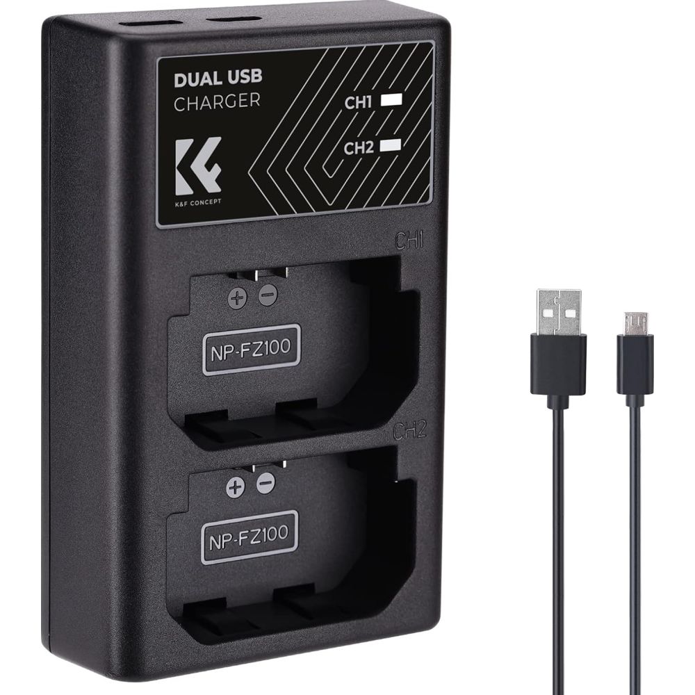 K&F Concepto Cargador de doble batería NP-FZ100 USB-C