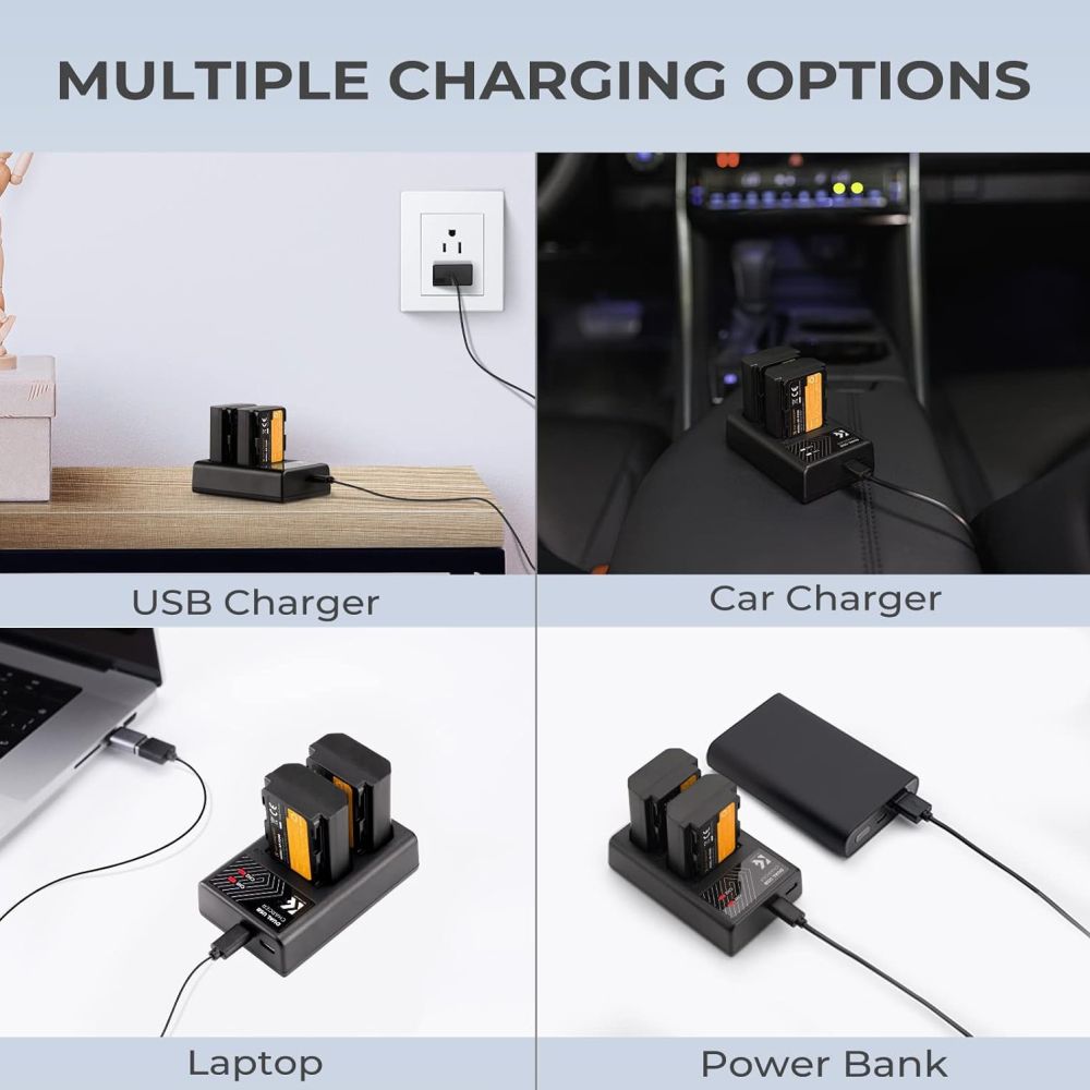 K&F Concepto Cargador de doble batería NP-FZ100 USB-C