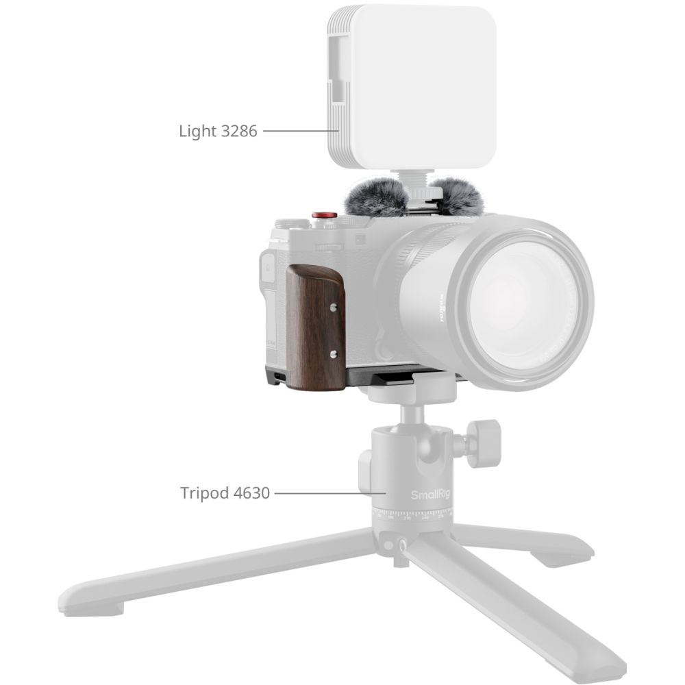 SmallRig 5260 L-Shape Mount Plate met Wooden Handle voor Fujifilm X-M5, black
