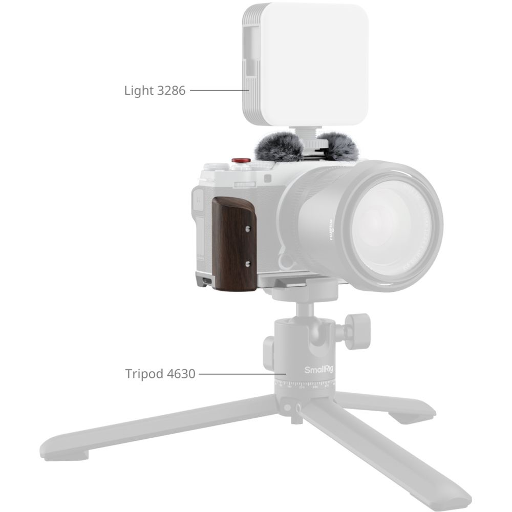SmallRig 5261 L-Shape Mount Plate met Wooden Handle voor Fujifilm X-M5, silver
