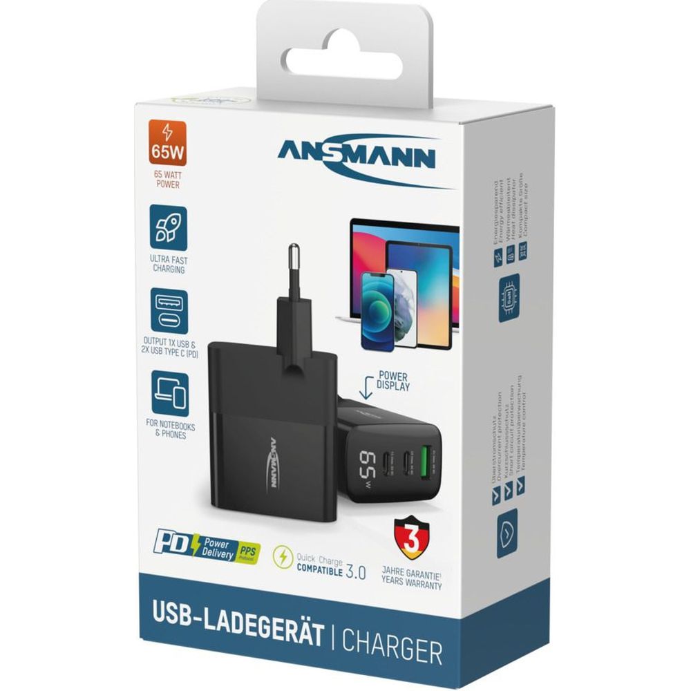 Ansmann HC365PD Ladegerät 65W mit Display