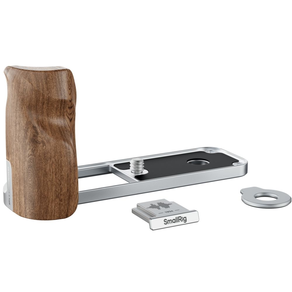 SmallRig 5223 Placa de montaje en L con asa de madera para FUJIFILM X media, plata