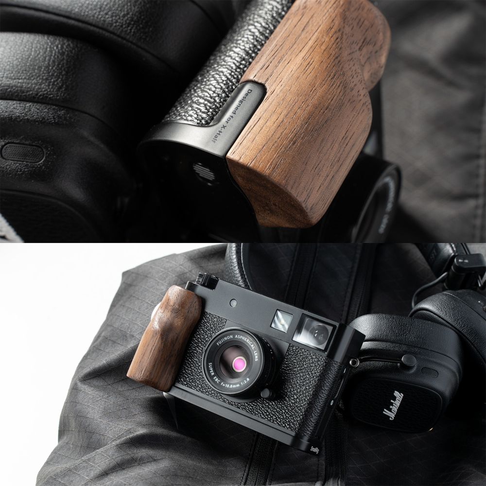 SmallRig 5224 L-förmige Montageplatte mit Holzgriff für FUJIFILM X halb, schwarz