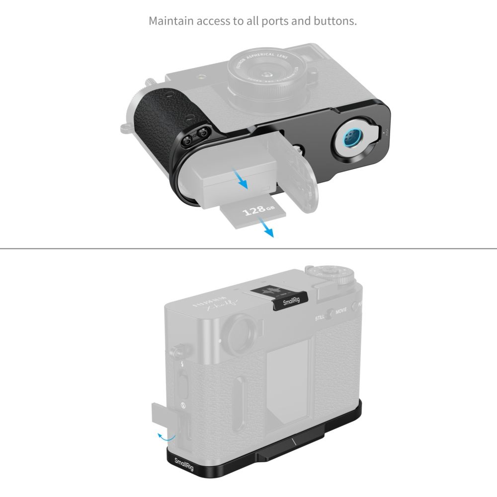 SmallRig 5332 L-förmige Montageplatte mit Silikongriff für FUJIFILM X halb, schwarz